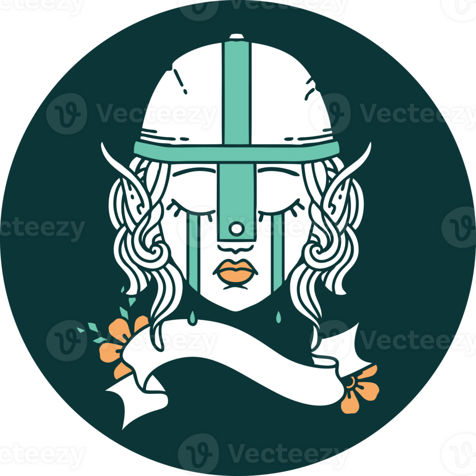 crying elf fighter character face icon png