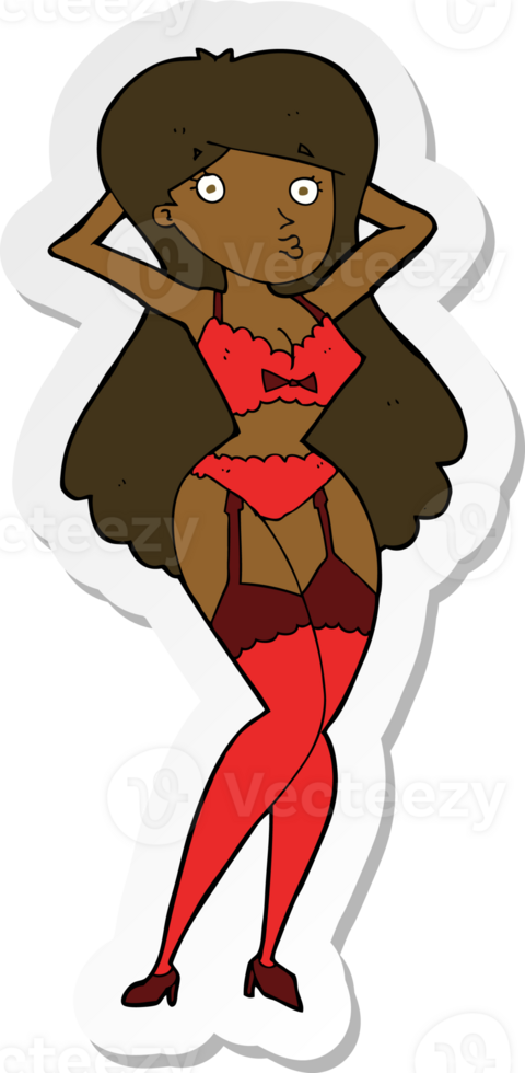 sticker of a cartoon woman in lingerie png