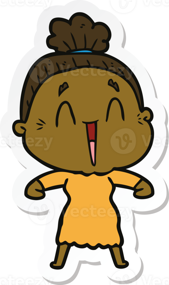 sticker of a cartoon happy old lady png