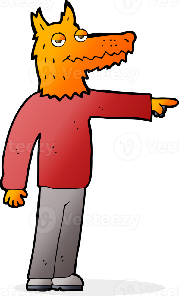 cartoon fox man pointing png