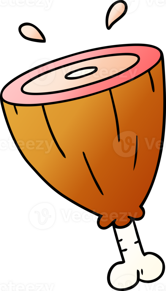 gradient cartoon doodle of a joint of ham png