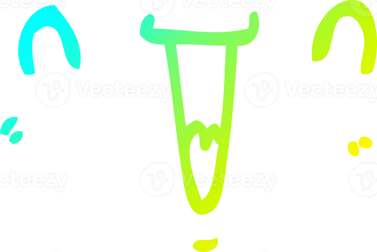 cold gradient line drawing cute happy cartoon face png
