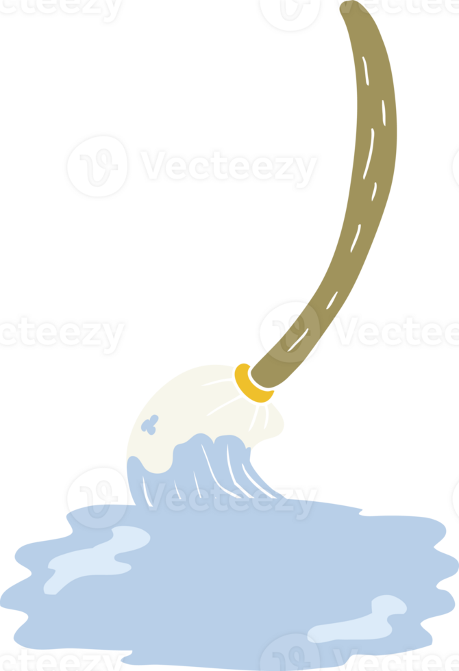flat color illustration of a cartoon mop png