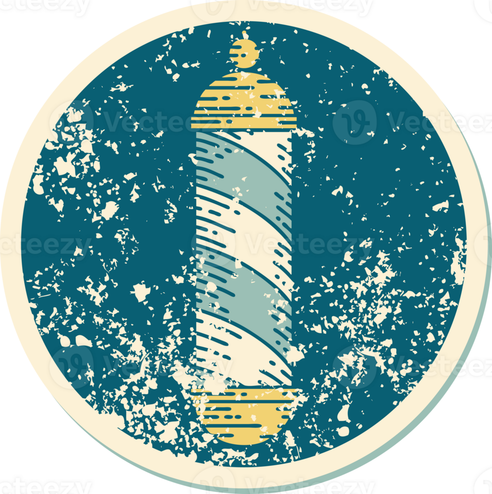 distressed sticker tattoo style icon of a barbers pole png