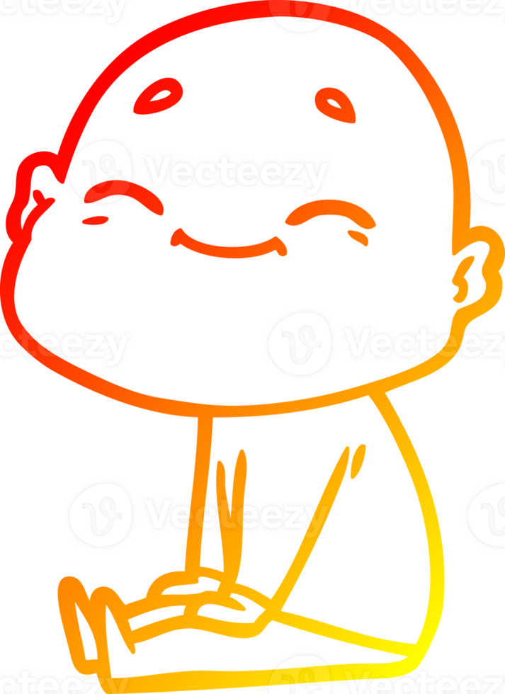 warm gradient line drawing happy cartoon bald man png