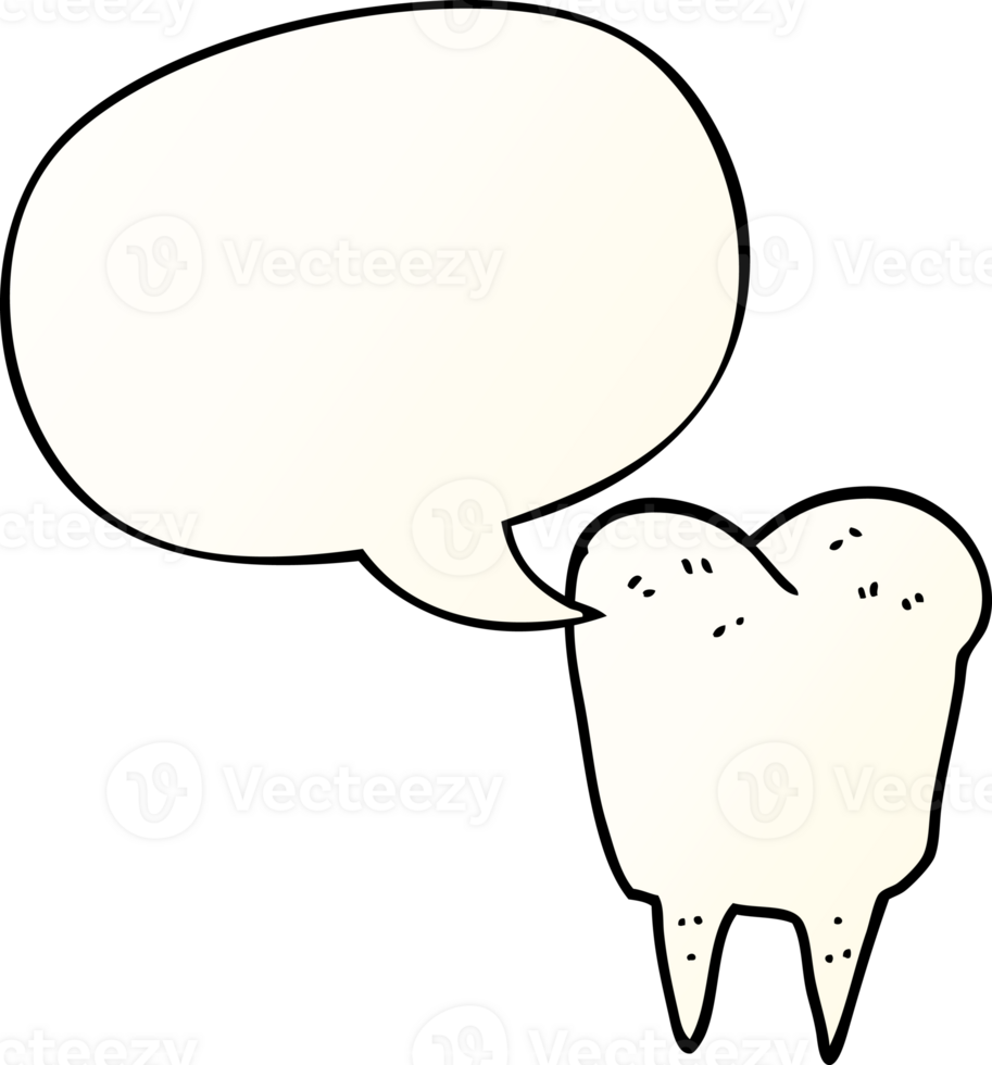 cartoon tooth and speech bubble in smooth gradient style png