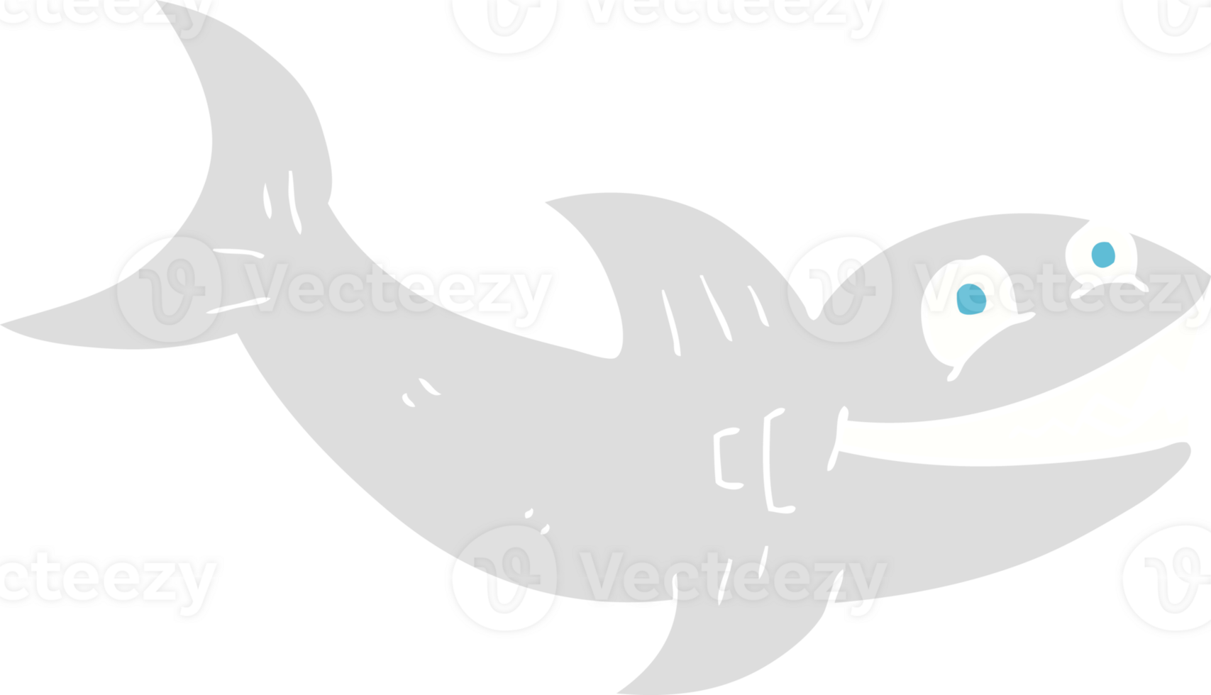 flat color illustration of a cartoon shark png