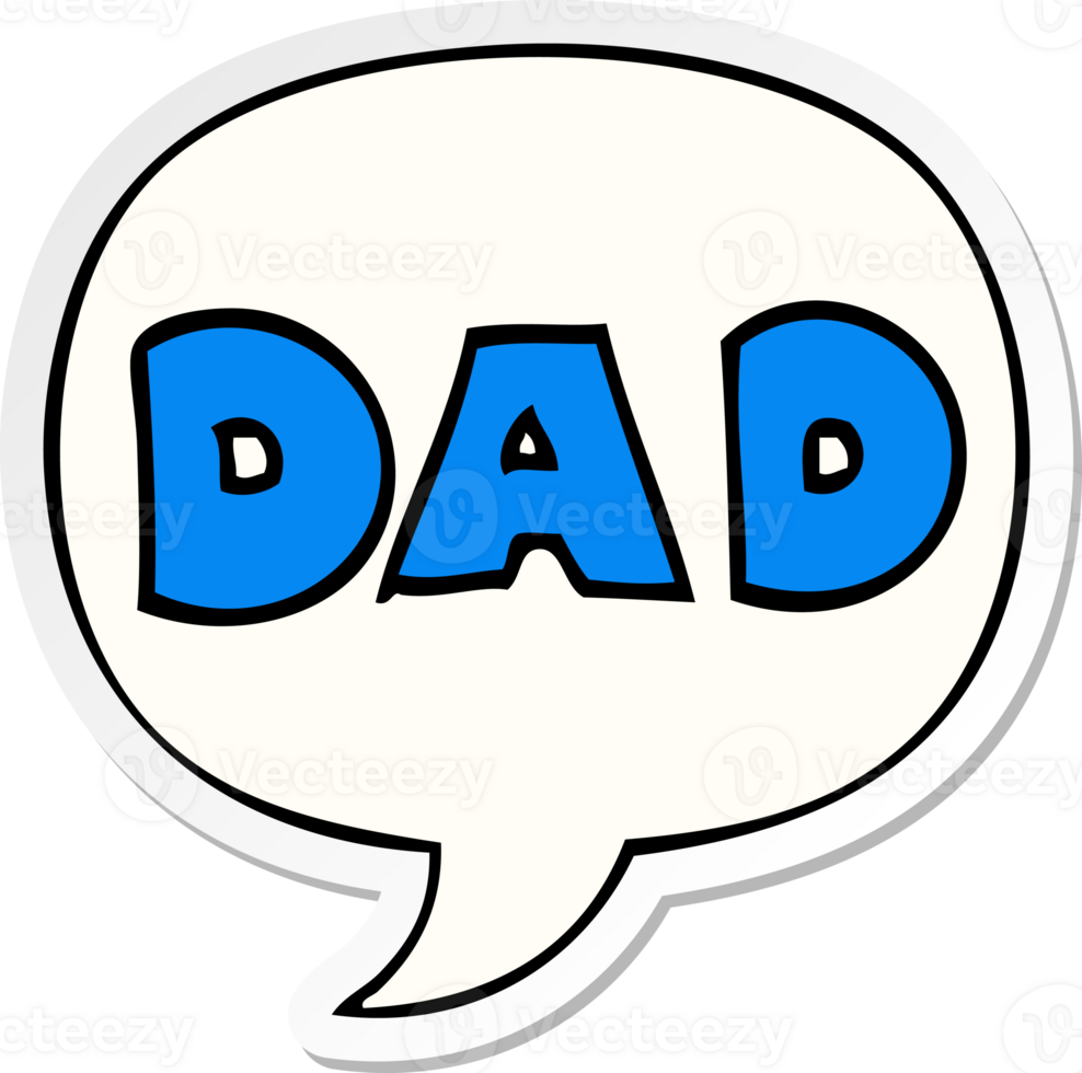 cartoon word dad and speech bubble sticker png