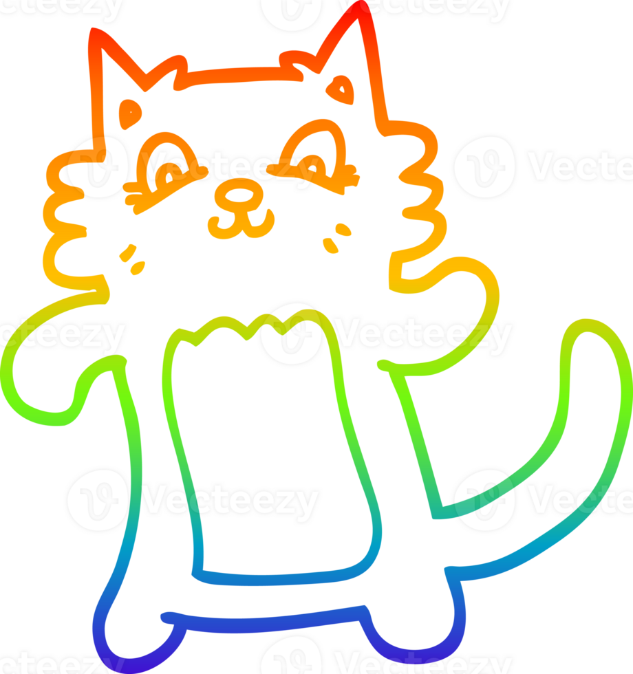 rainbow gradient line drawing cartoon happy cat png