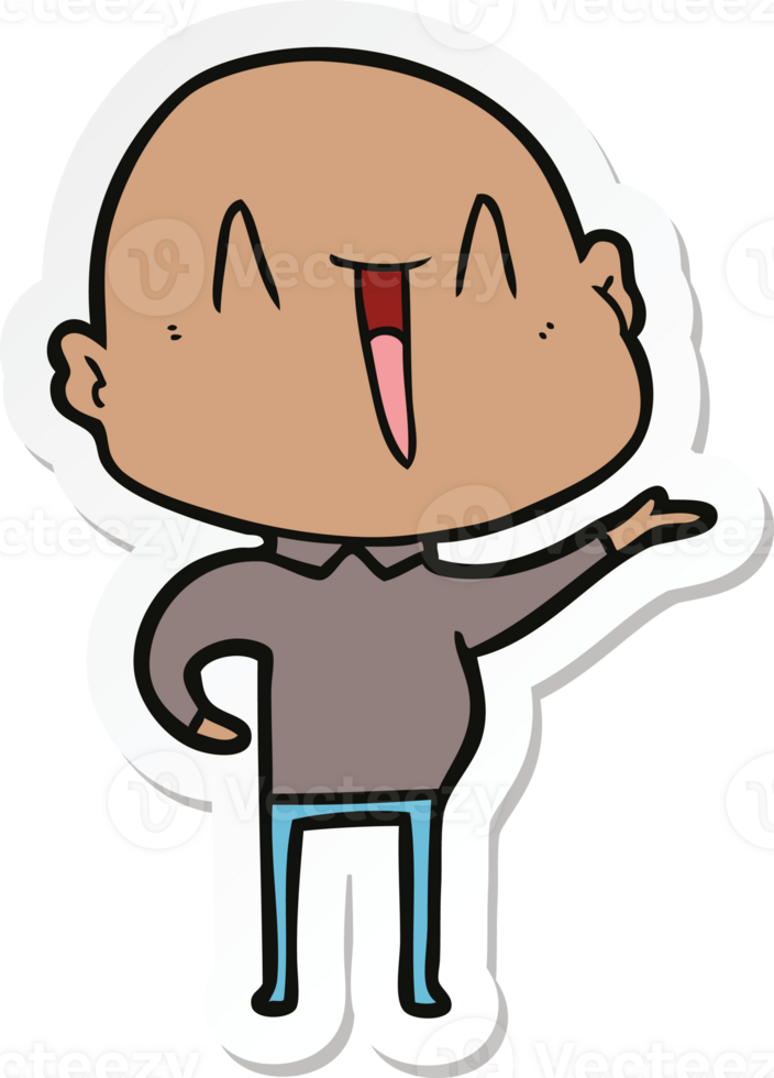 sticker of a happy cartoon bald man png