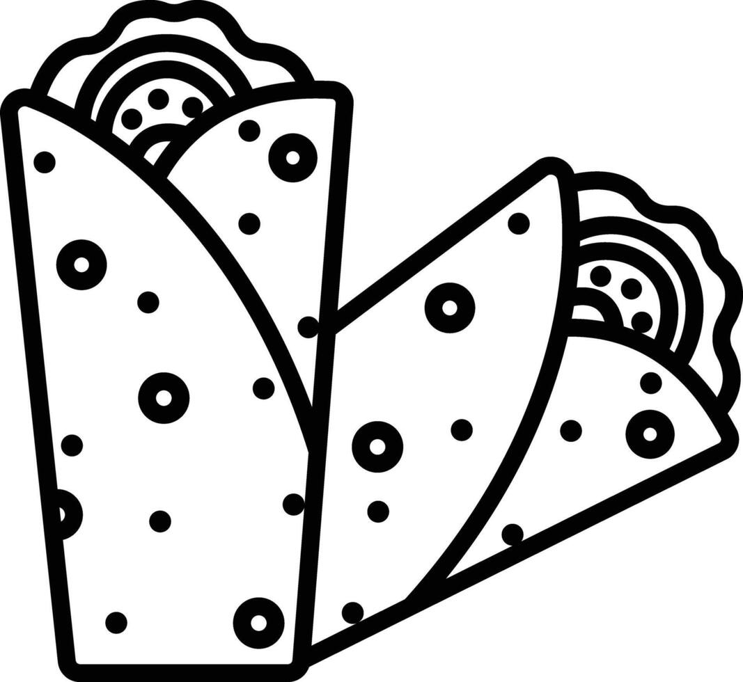 Burrito outline illustration vector