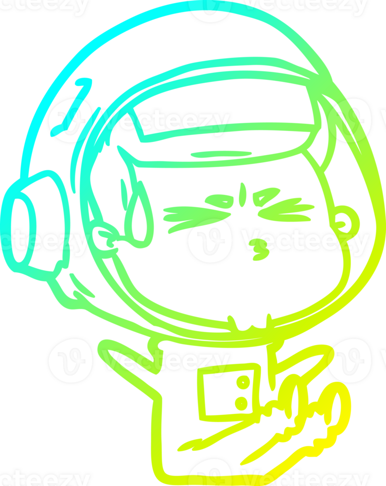 cold gradient line drawing cartoon stressed astronaut png