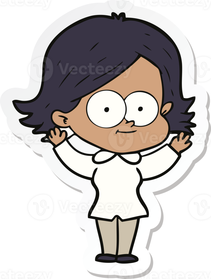 sticker of a happy cartoon girl png