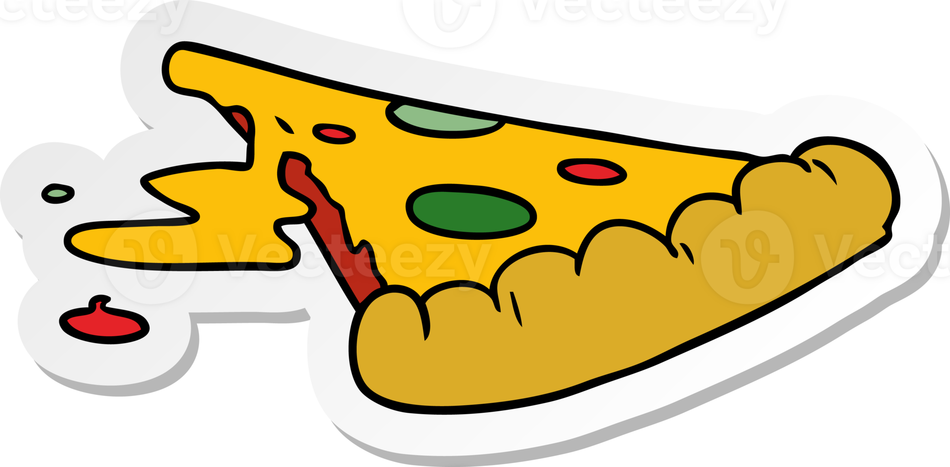 sticker cartoon doodle of a slice of pizza png