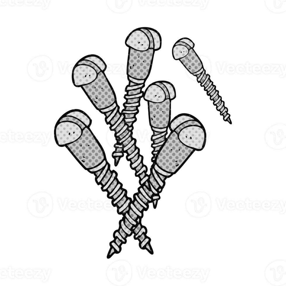 comic book style cartoon screws png