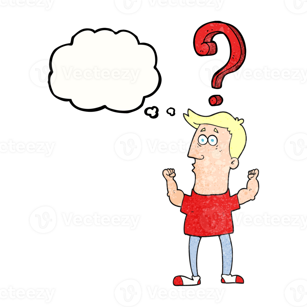 thought bubble textured cartoon man with question png