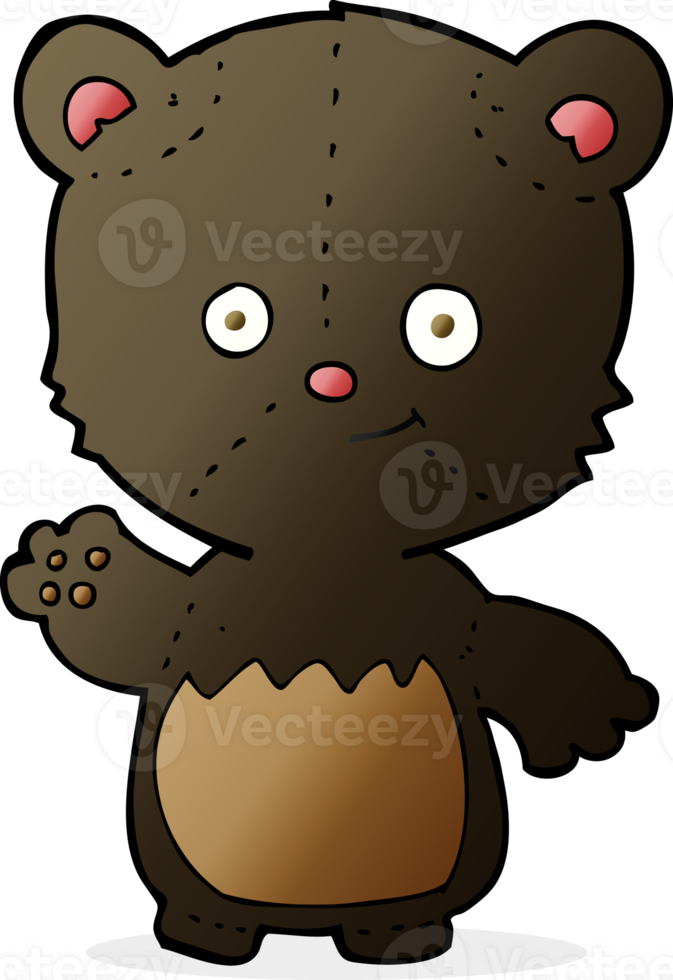 cartoon little black bear waving png
