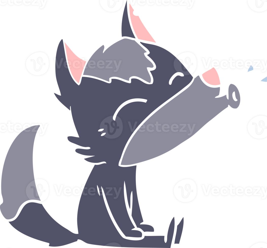 howling wolf flat color style cartoon png