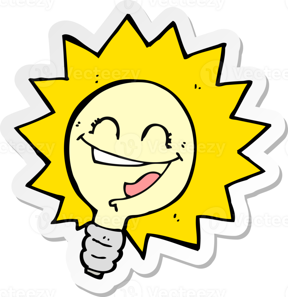 sticker van een vrolijke gloeilamp cartoon png