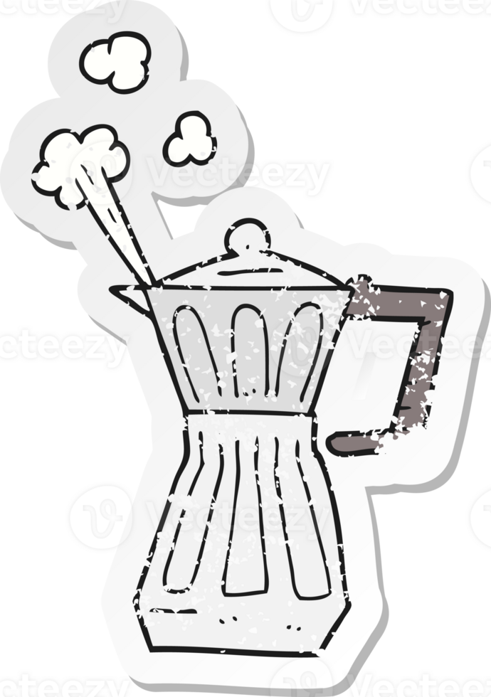 retro distressed sticker of a cartoon espresso stovetop maker png