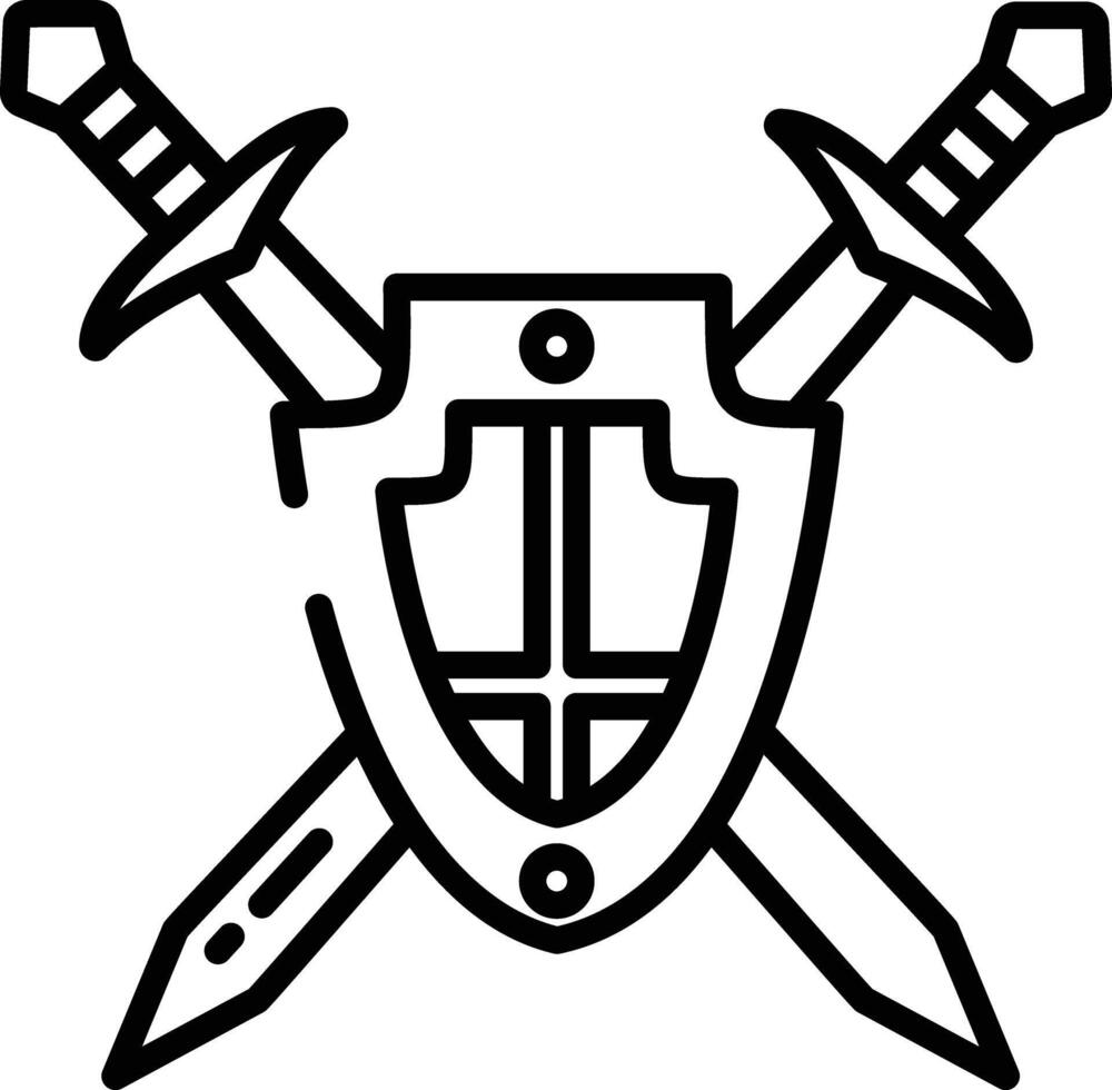 Knight Shield and Sword outline illustration vector