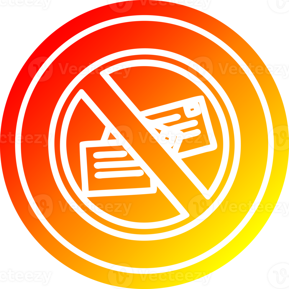 no mail circular in hot gradient spectrum png