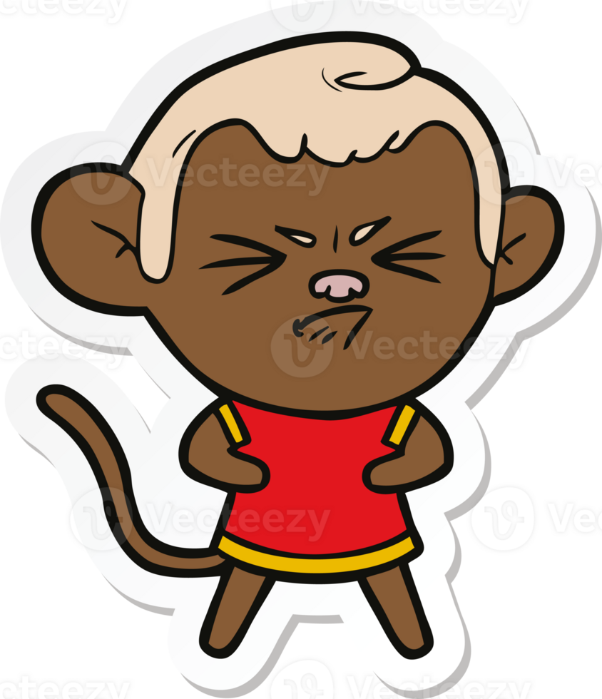 sticker of a cartoon annoyed monkey png