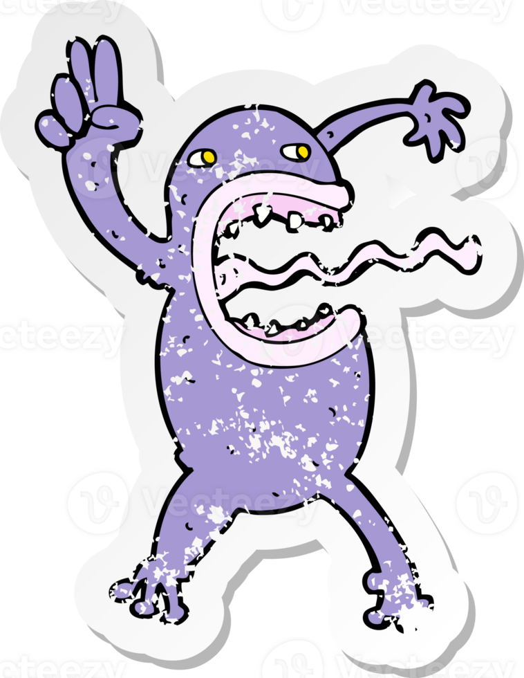 retro distressed sticker of a cartoon crazy frog png