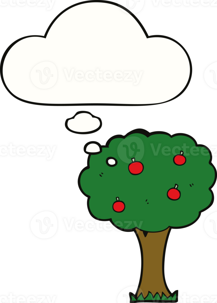 cartoon apple tree and thought bubble png