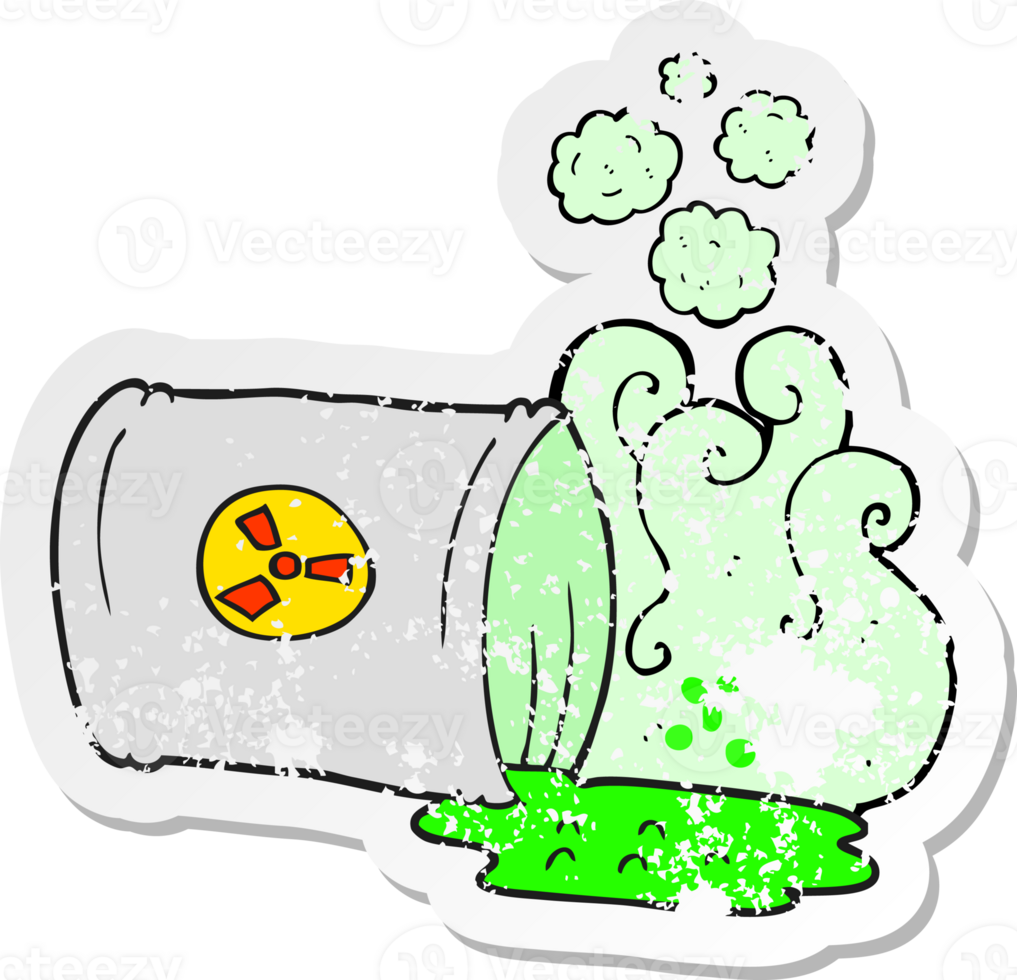 retro distressed sticker of a cartoon nuclear waste png