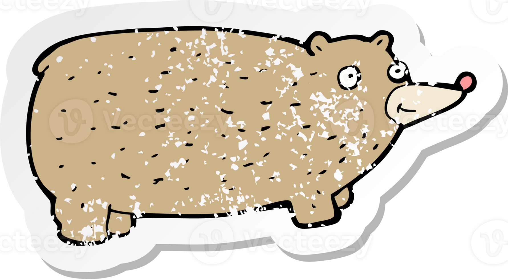 retro distressed sticker of a funny cartoon bear png