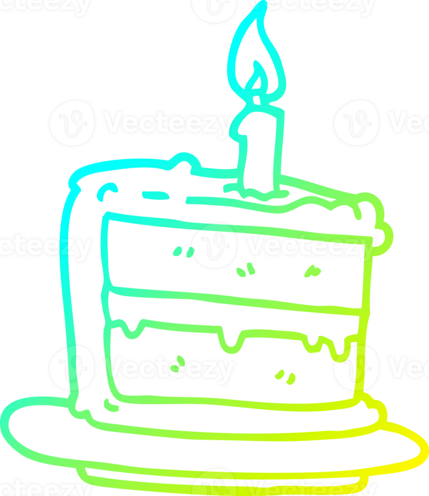 cold gradient line drawing cartoon birthday cake png