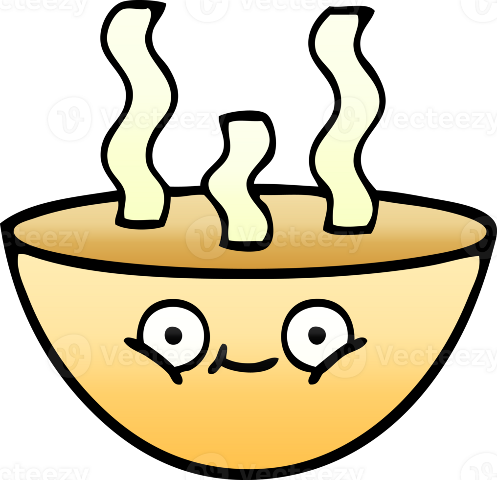 gradient shaded cartoon bowl of hot soup png