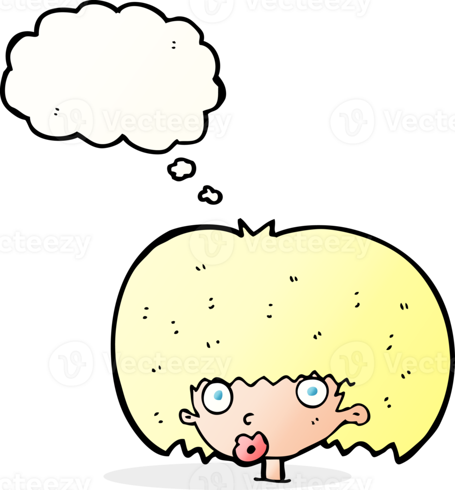 cartoon surprised woman with thought bubble png