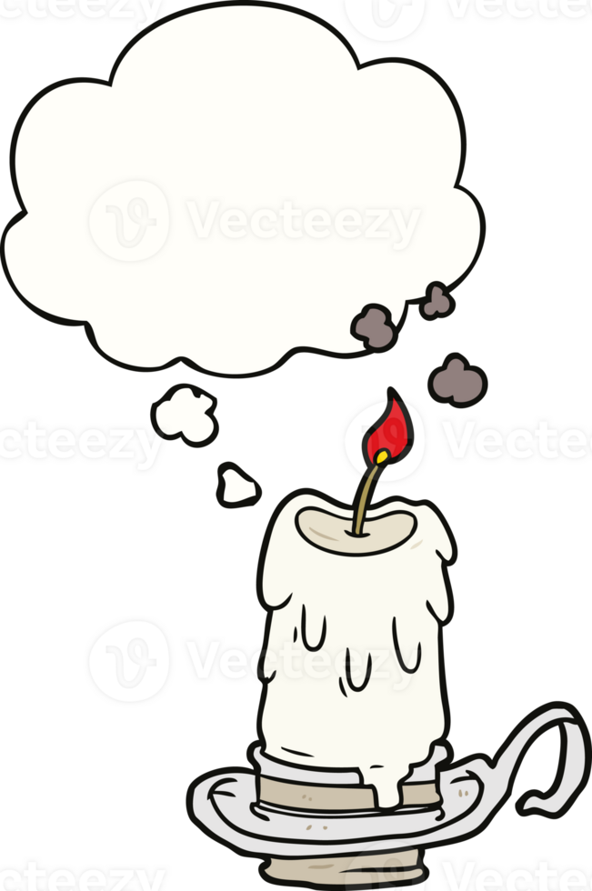 cartoon spooky candle and thought bubble png