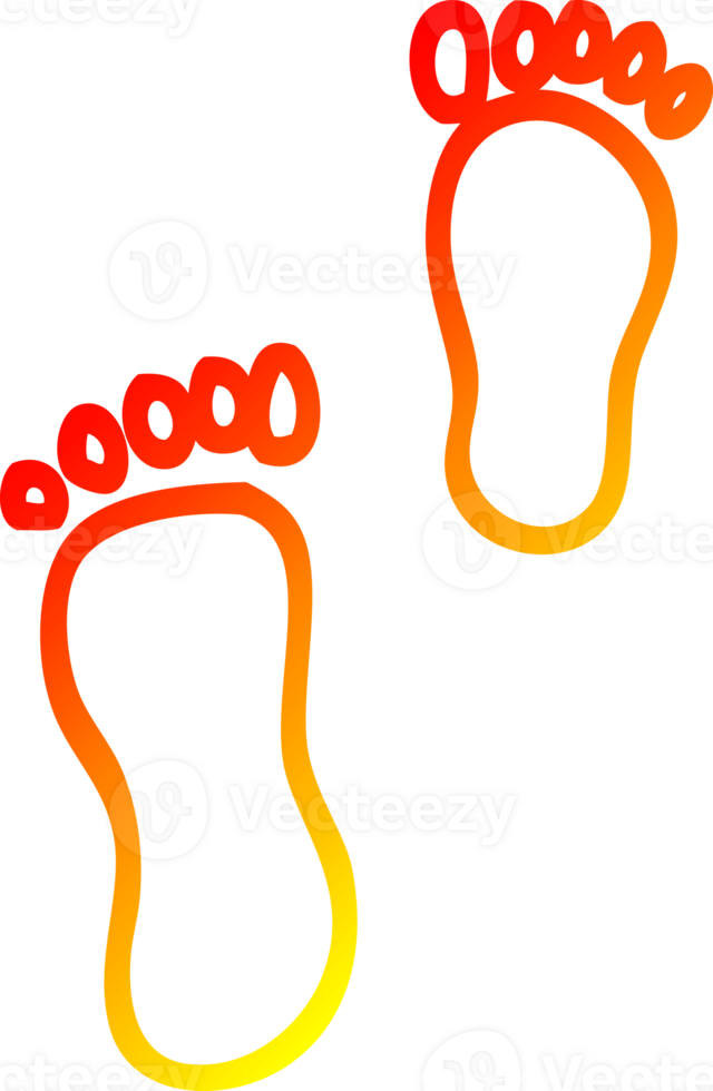 warme Gradientenlinie Zeichnung Cartoon-Fußabdrücke png