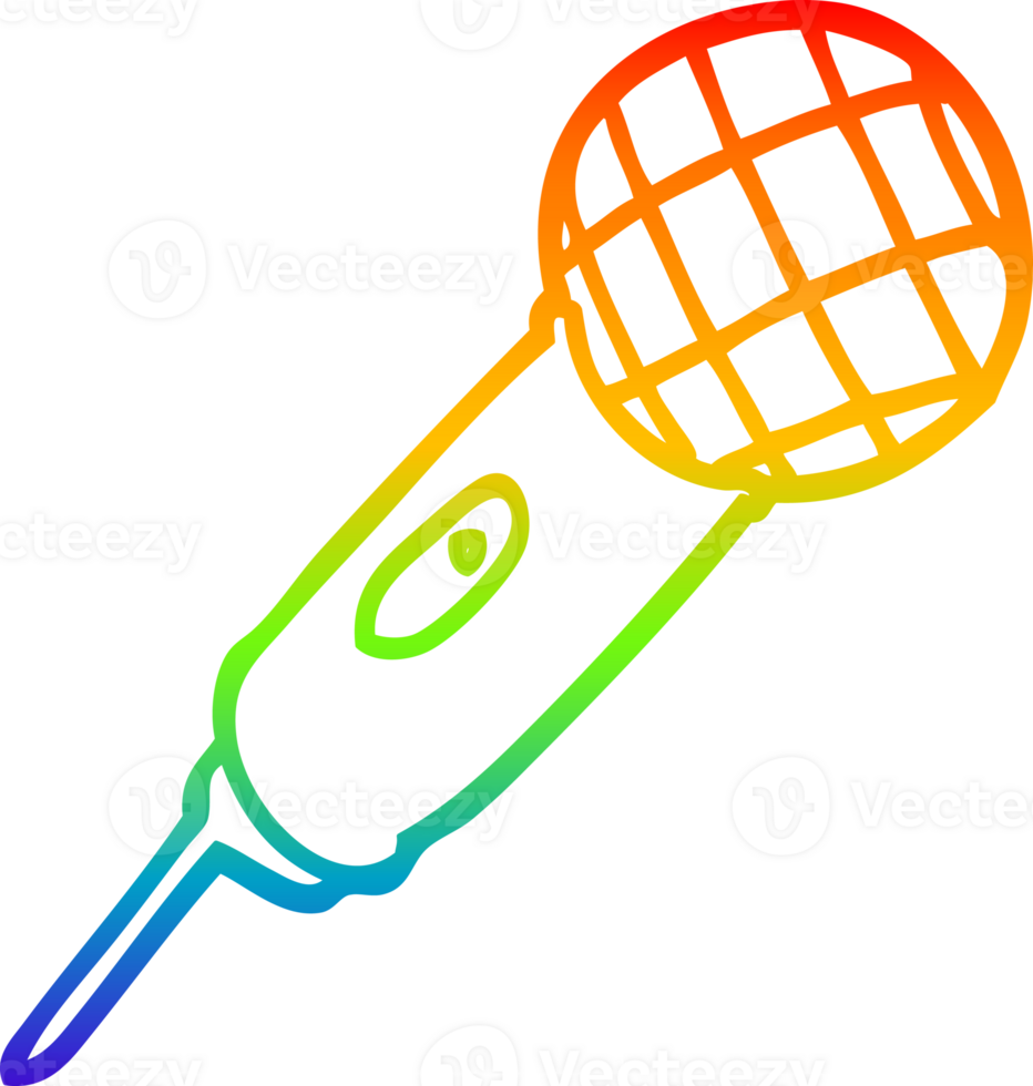rainbow gradient line drawing cartoon microphone png