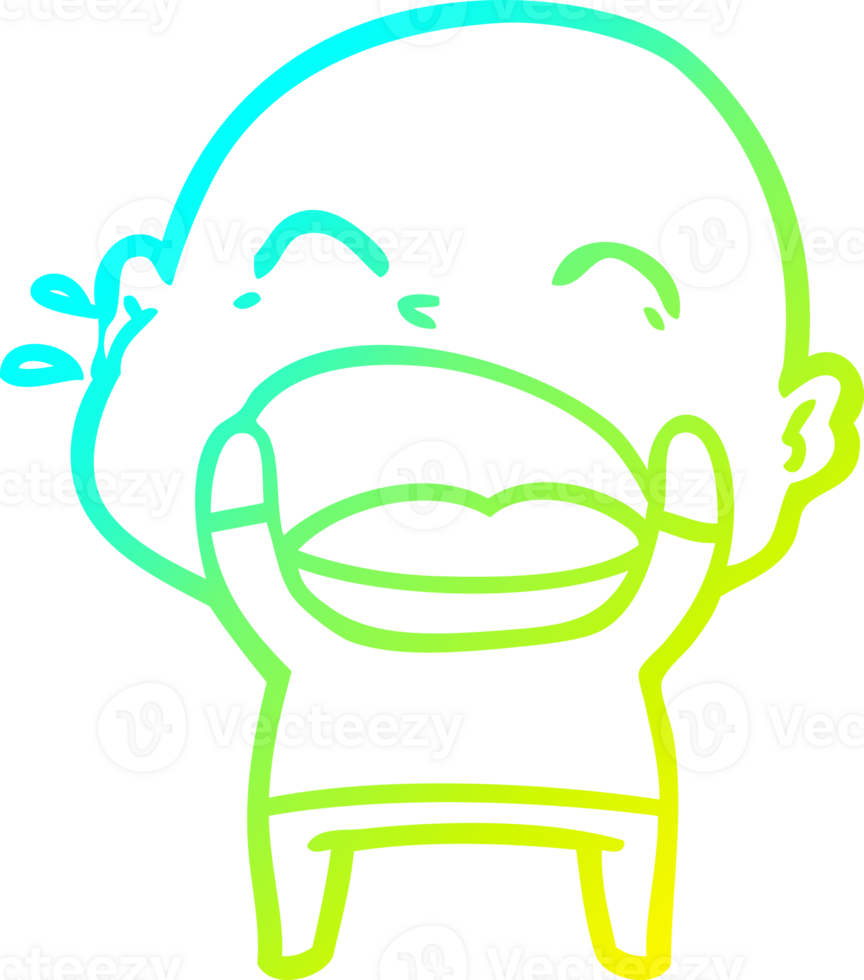 cold gradient line drawing cartoon shouting bald man png