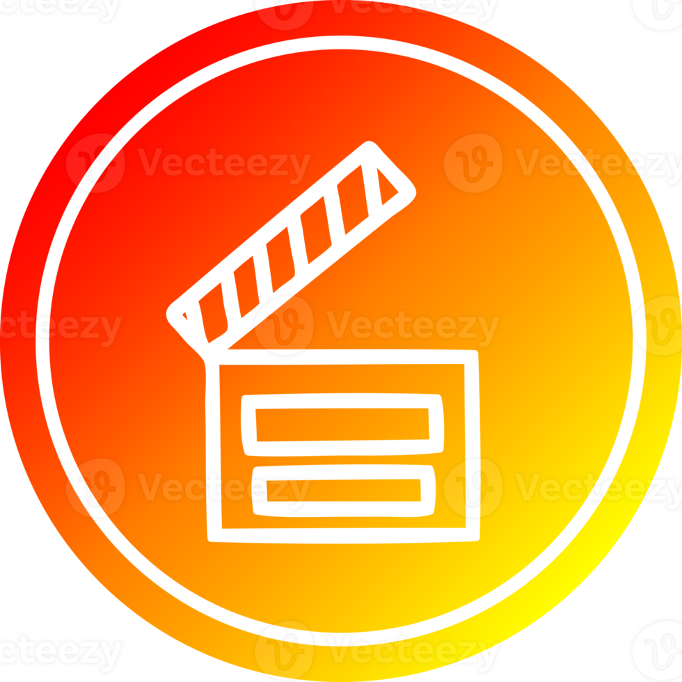 movie clapper board circular in hot gradient spectrum png