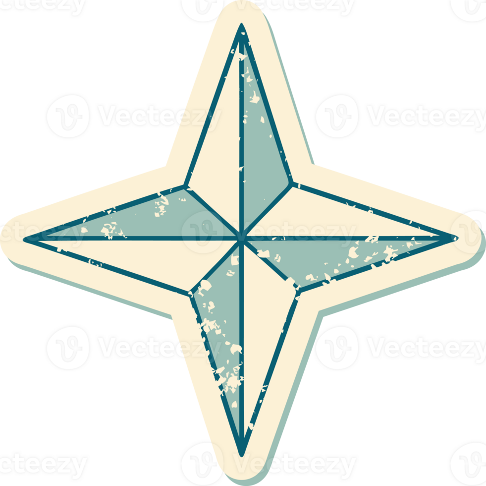 distressed sticker tattoo style icon of a star png