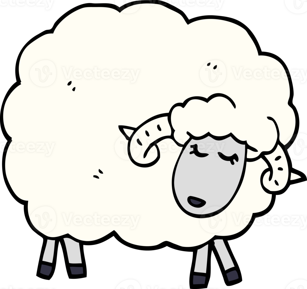 cartoon doodle sheep with horns png