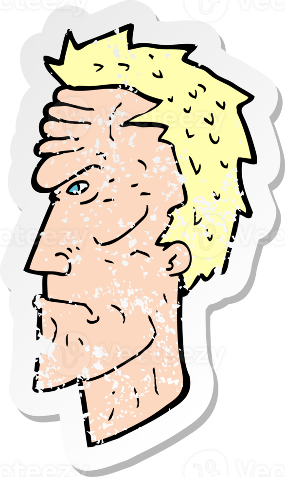 retro noodlijdende sticker van een cartoon boos gezicht png