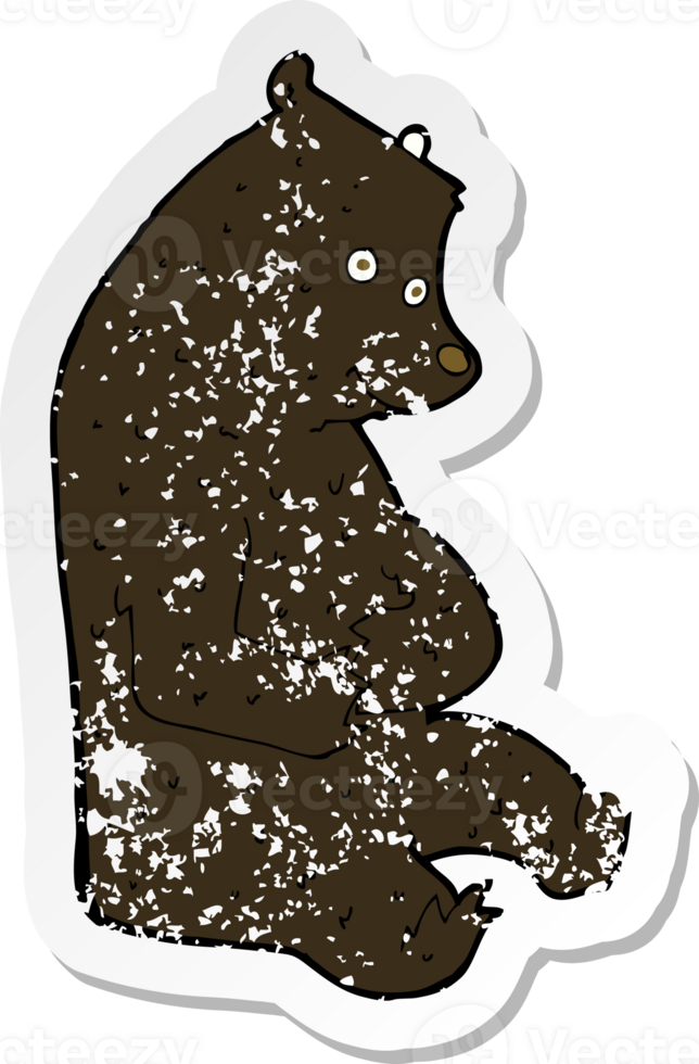 retro distressed sticker of a cartoon happy black bear png