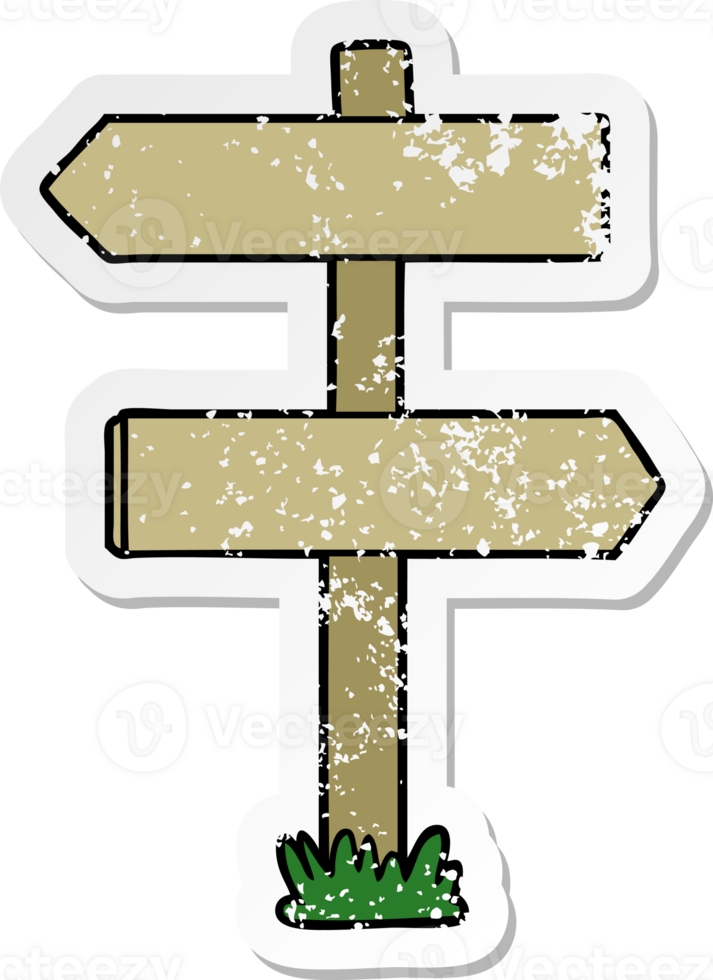 distressed sticker of a cartoon sign post png