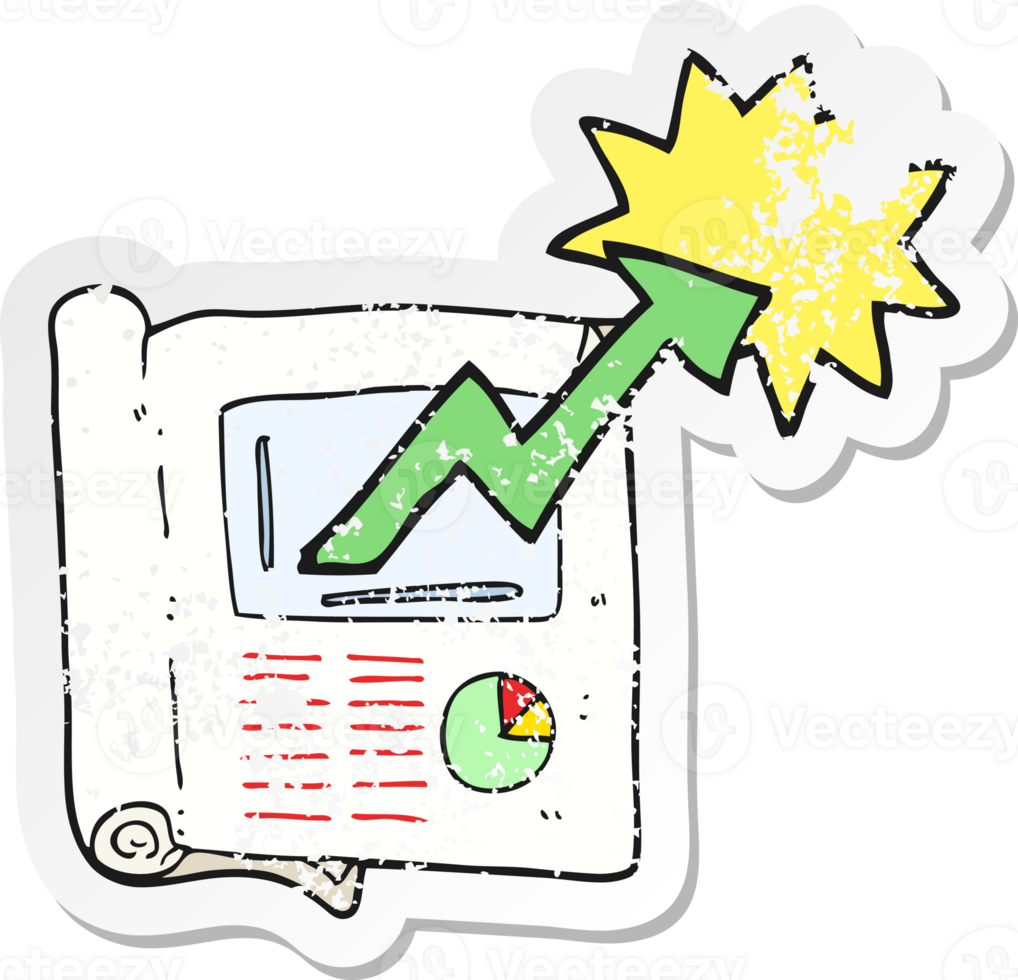 retro distressed sticker of a cartoon business document png