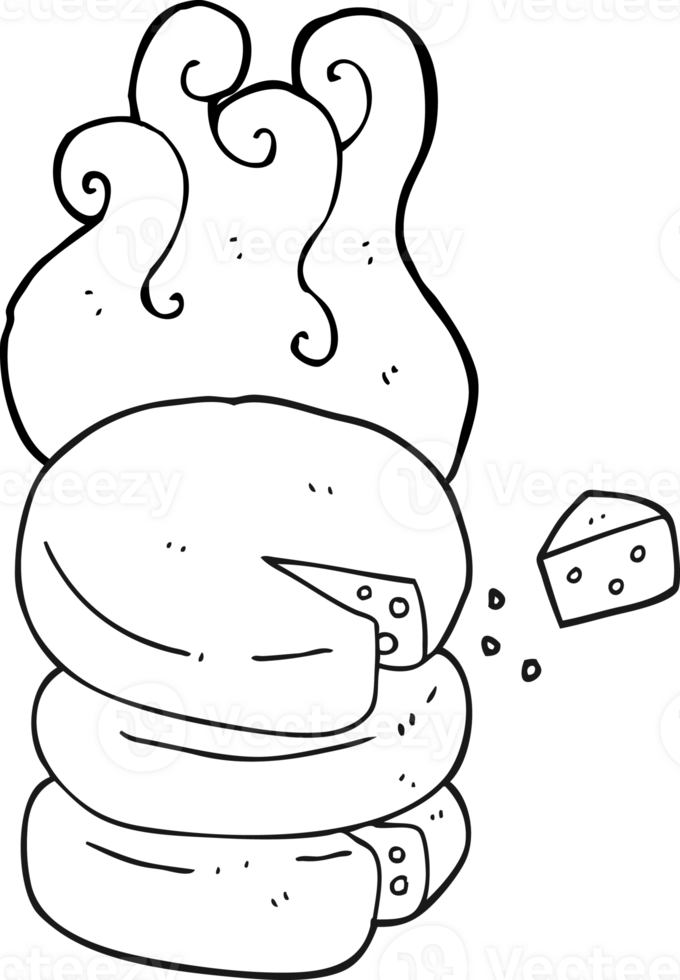 black and white cartoon cheese wheel png