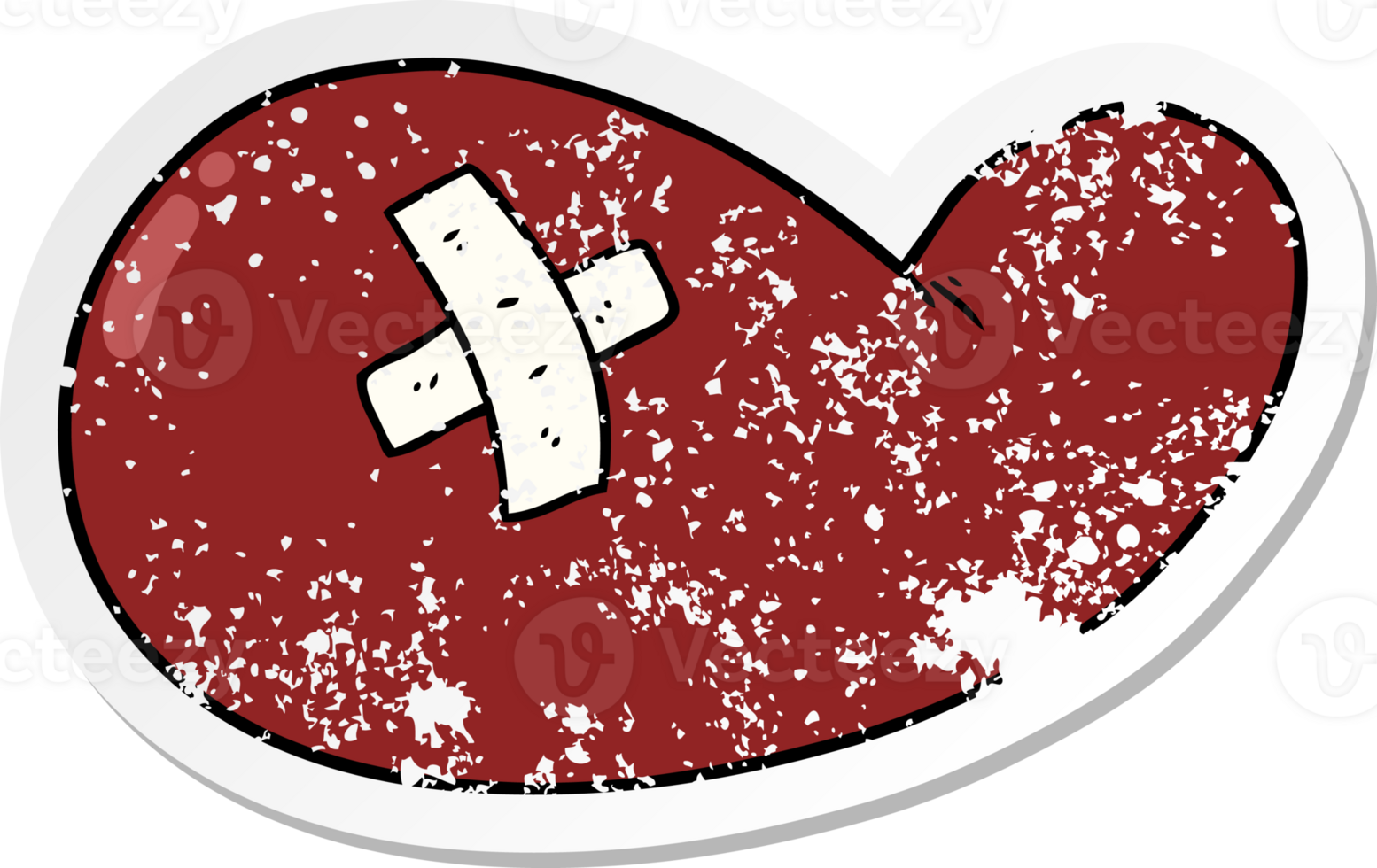 distressed sticker of a cartoon injured gall bladder png