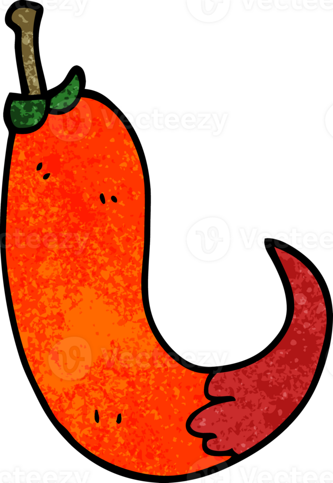 cartoon doodle red hot chilli pepper png