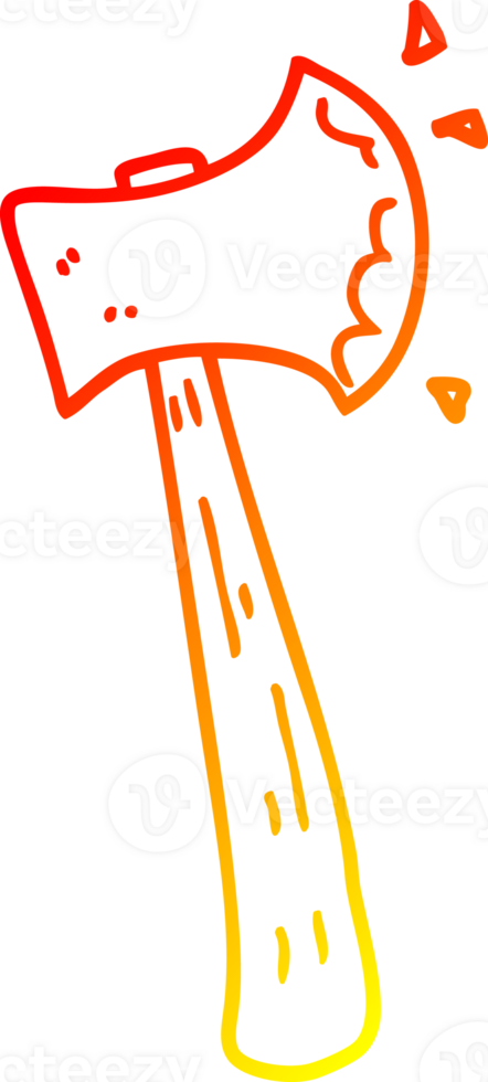 warm gradient line drawing cartoon axe png