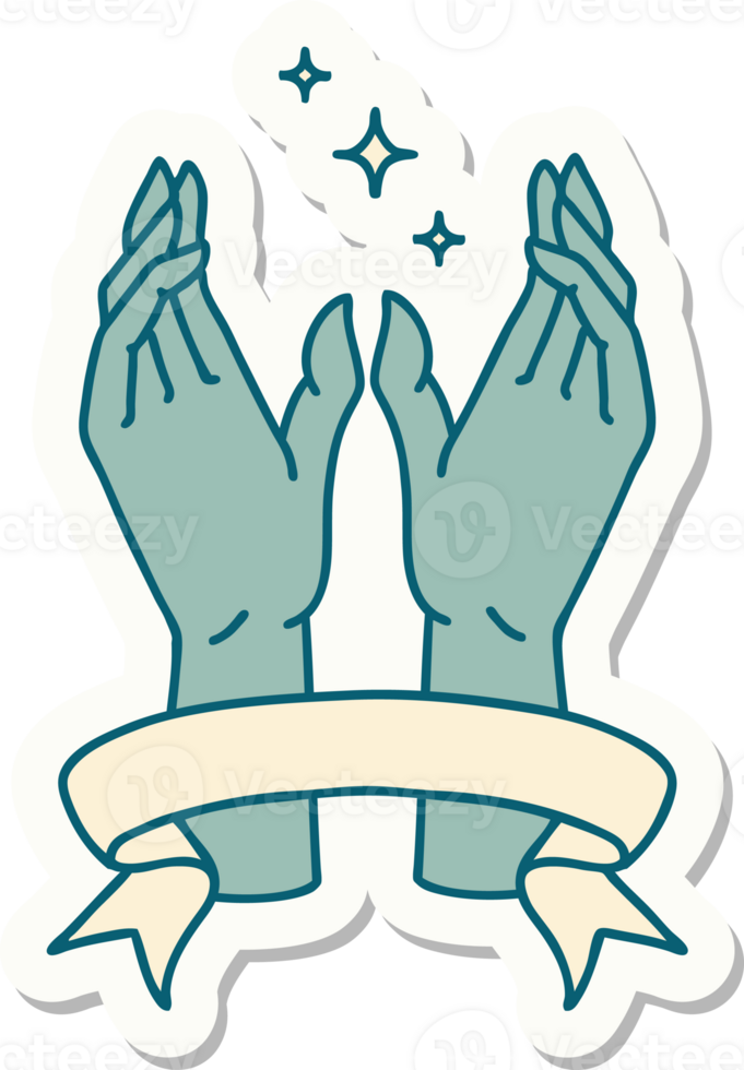 tatuering klistermärke med baner av mystiker händer png